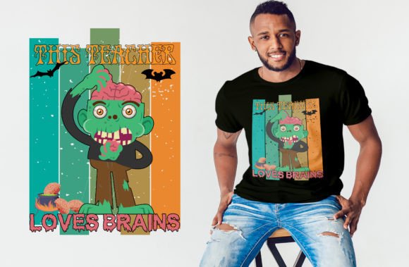 This Teacher Loves Brains – T-shirt